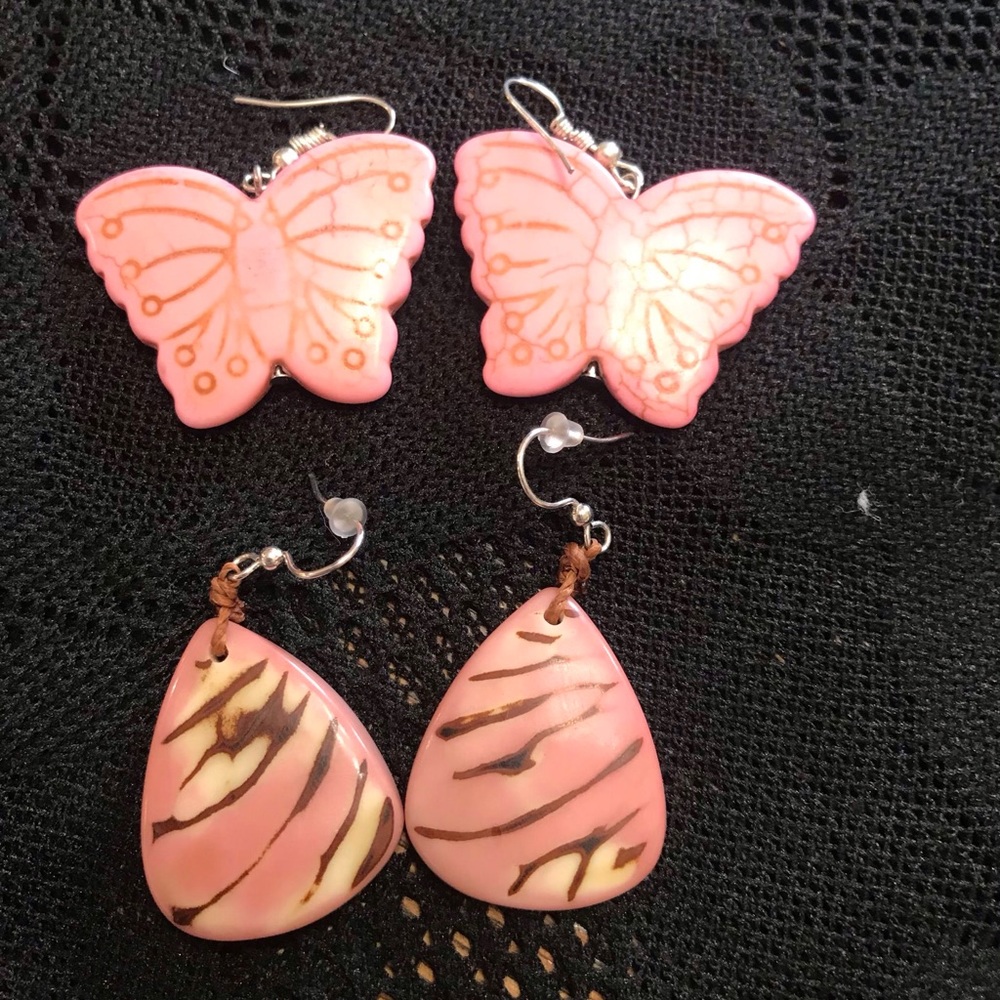 Pink and Brown Earrings
